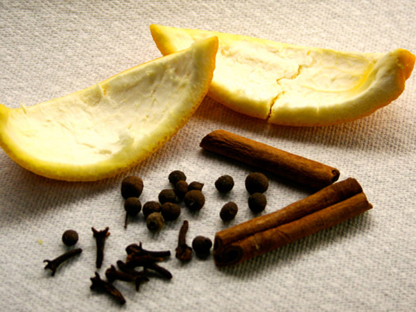 orange peel, cloves, cinnamon